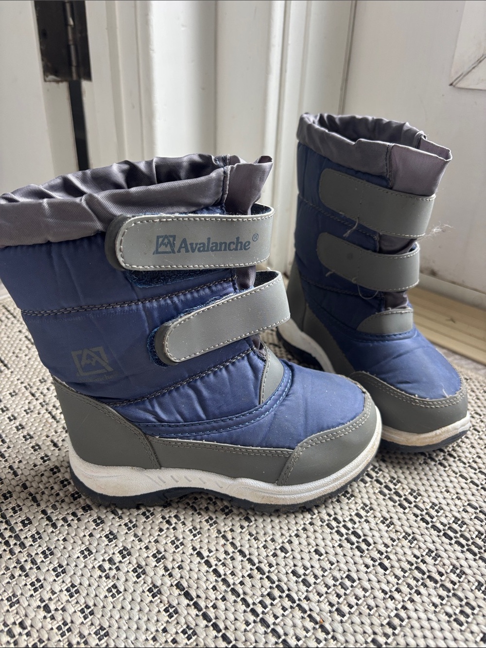 Avalanche Kids Navy and Gray Winter Snow Boots with Hook-and-Loop Straps Sz 10